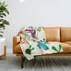 Vintage Modern Tiki Birds Throw Blanket Gallery Image 1