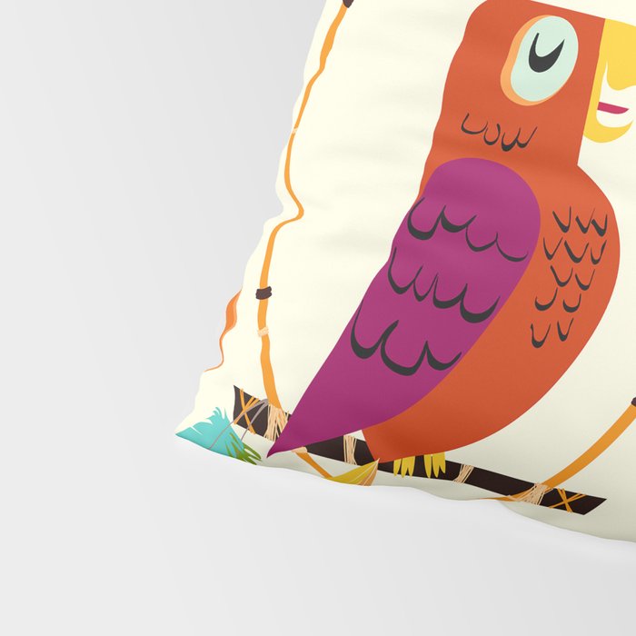 Vintage Modern Tiki Birds Pillow Sham Gallery Image 4