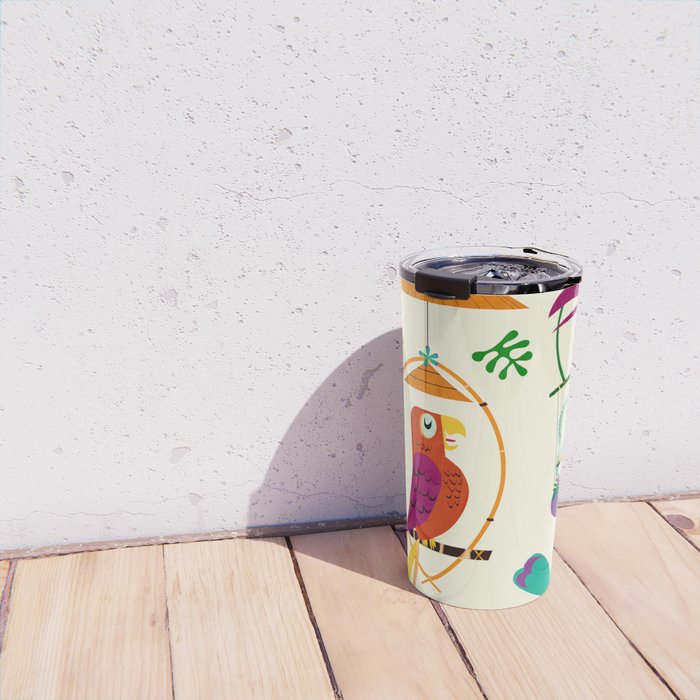Vintage Modern Tiki Birds Travel Mug Gallery Image 4