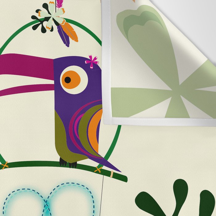 Vintage Modern Tiki Birds Wall Tapestry Gallery Image 3