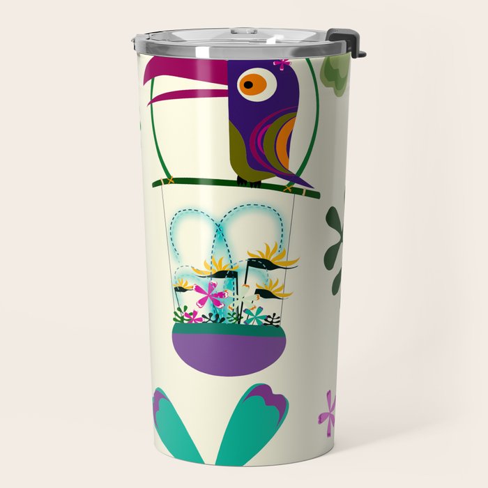Vintage Modern Tiki Birds Travel Mug Gallery Image 2