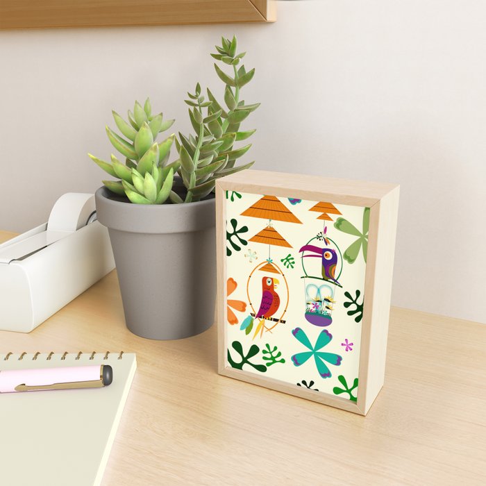 Vintage Modern Tiki Birds Mini Art Print Gallery Image 2