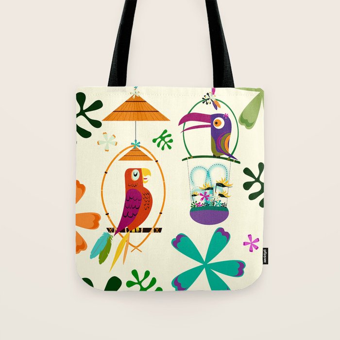 Vintage Modern Tiki Birds Tote Bag Gallery Image 1