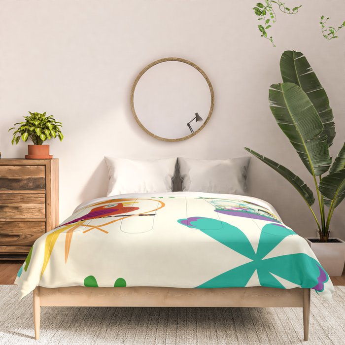 Vintage Modern Tiki Birds Comforter Gallery Image 3