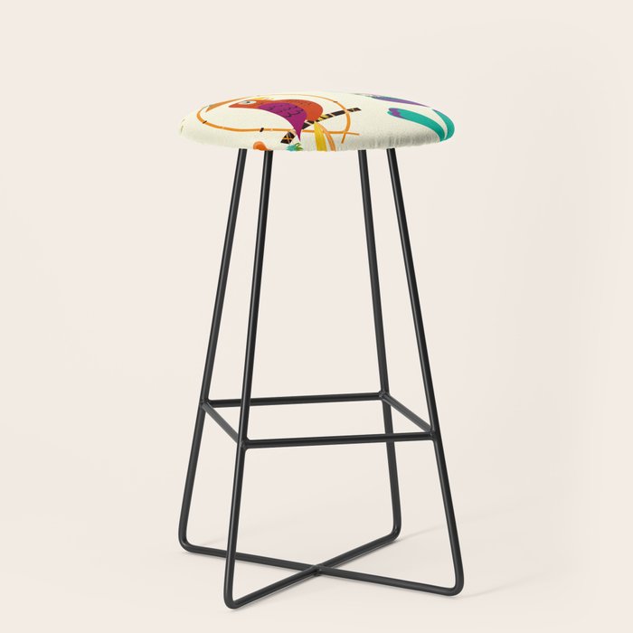 Vintage Modern Tiki Birds Stool Gallery Image 1