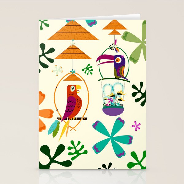 Vintage Modern Tiki Birds Stationery Card Gallery Image 1