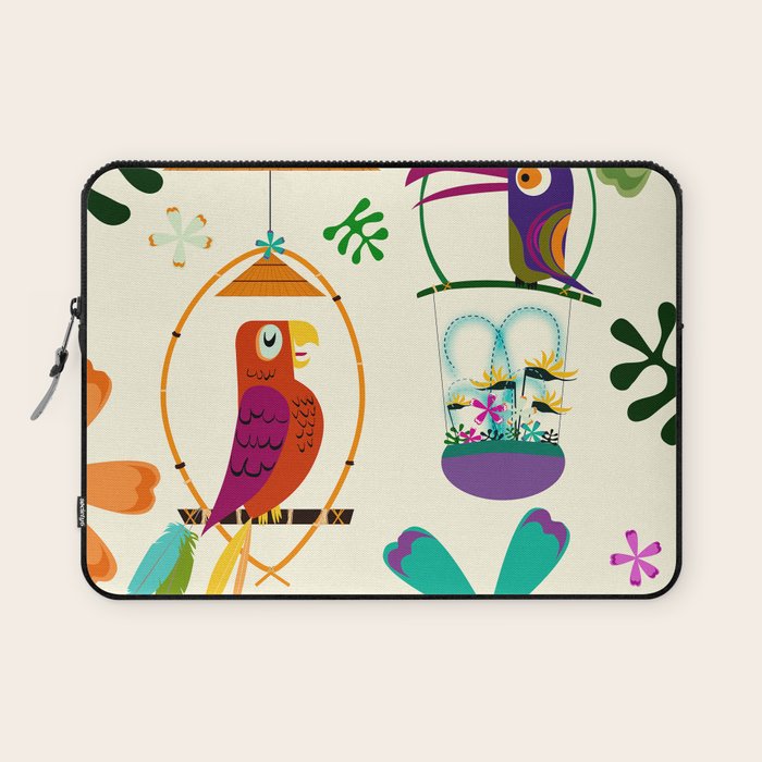 Vintage Modern Tiki Birds Laptop Sleeve Gallery Image 1