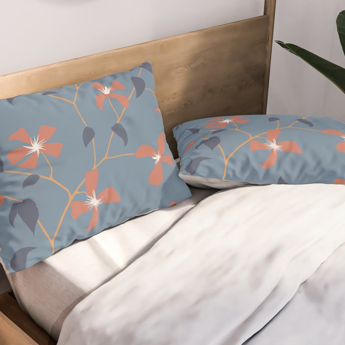 Floral Clematis Vine - Indigo Sunset Pillow Sham Gallery Image 2