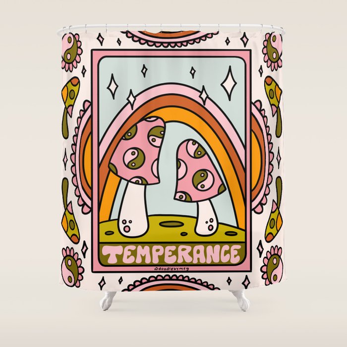 14. Temperance Tarot Mushroom Shower Curtain Gallery Image 1