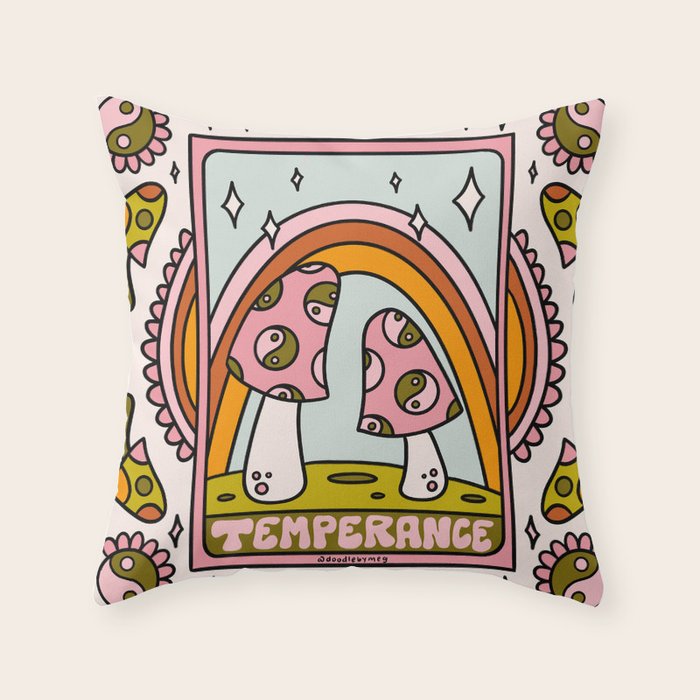 14. Temperance Tarot Mushroom Throw Pillow Gallery Image 6