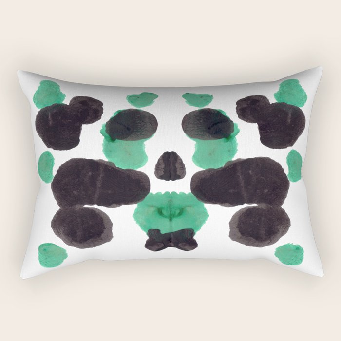 Green & Black Ink Blot Diagram Rectangular Pillow Gallery Image 2
