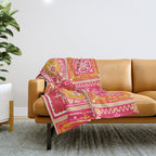 Talavera Mexican Tile - Hot Pink & Orange Palette Throw Blanket Gallery Image 1