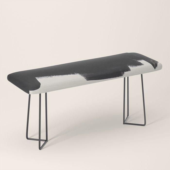 Mid Century Modern Minimalist Abstract Art Brush Strokes Black & White Ink Art Colorfield Bench Gallery Image 1