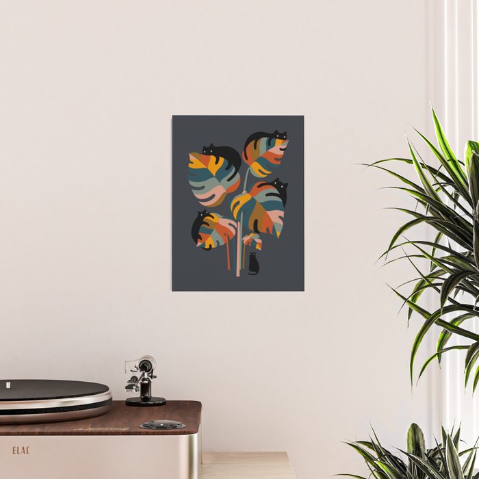 Cat and Plant 11 (Black Cats) Poster Gallery Image 2