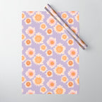 Retro boho daisy floral pattern lavender Wrapping Paper Gallery Image 1