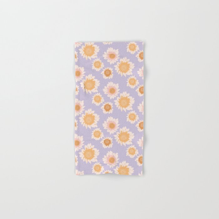 Retro boho daisy floral pattern lavender Bath Towel Gallery Image 1