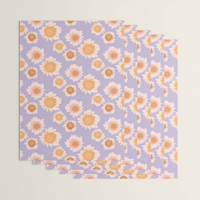 Retro boho daisy floral pattern lavender Wrapping Paper Gallery Image 3