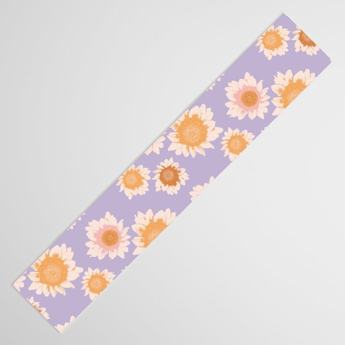 Retro boho daisy floral pattern lavender Table Runner Gallery Image 3