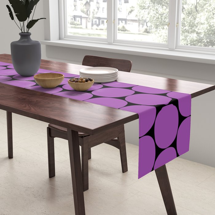 Halloween Mod Dots Pattern in Purple and Black Table Runner Gallery Image 2