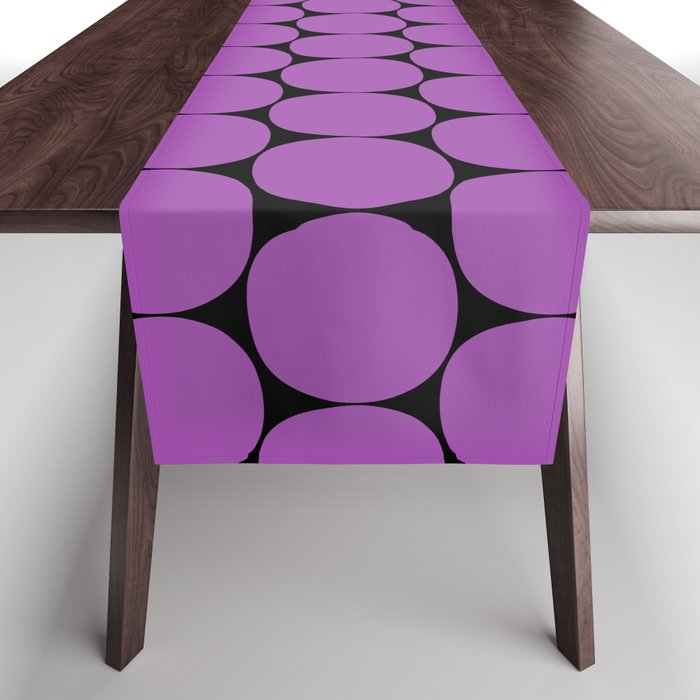 Halloween Mod Dots Pattern in Purple and Black Table Runner Gallery Image 1