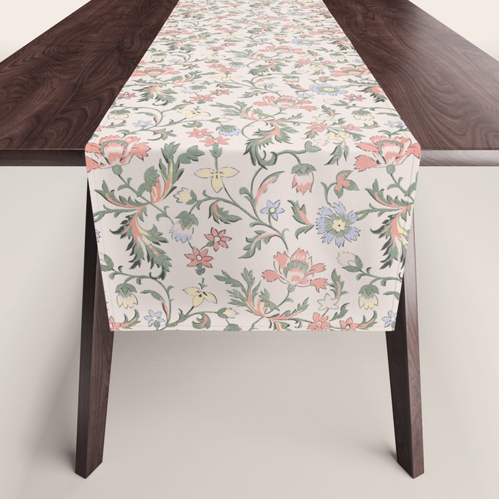 Vintage Bohemian Floral in Pink Table Runner Gallery Image 1