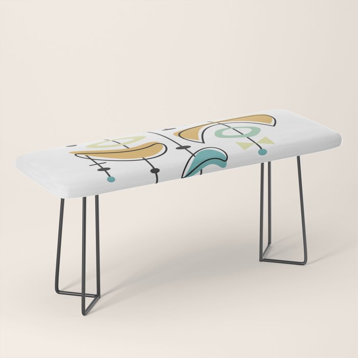 Mid Century Modern Abstract Atomic Age Bench Gallery Image 1