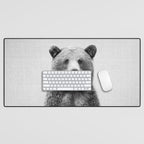 Grizzly Bear - Black & White Desk Mat Gallery Image 1