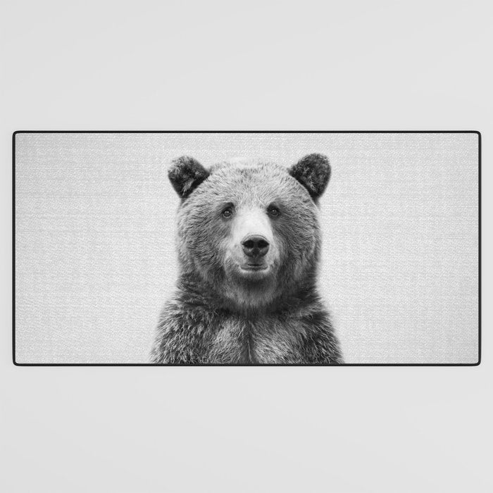 Grizzly Bear - Black & White Desk Mat Gallery Image 3