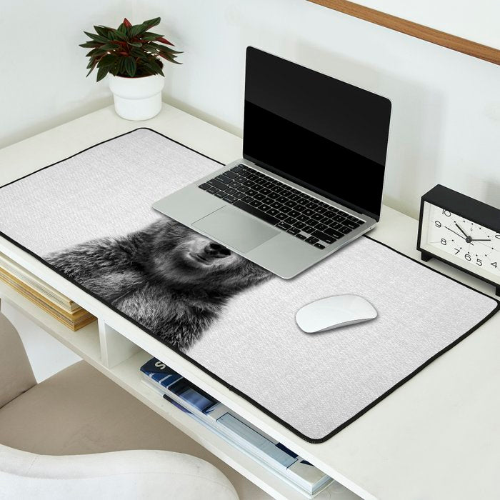 Grizzly Bear - Black & White Desk Mat Gallery Image 2