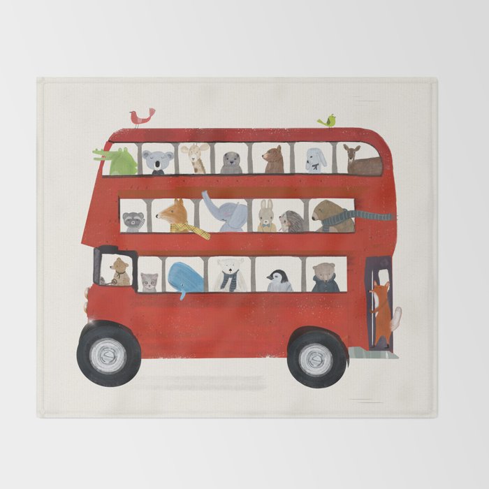 the big little red bus Throw Blanket Gallery Image 2