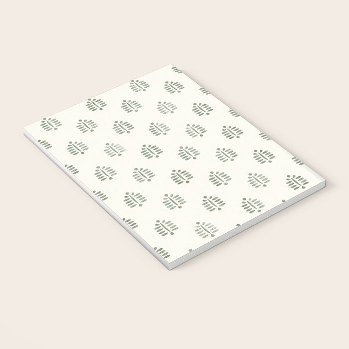 block print palm in sage on cream Notebook Gallery Image 3