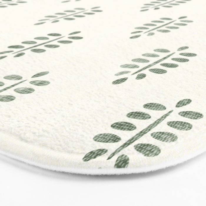 block print palm in sage on cream Bath Mat Gallery Image 3