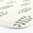 block print palm in sage on cream Bath Mat Gallery Image 3