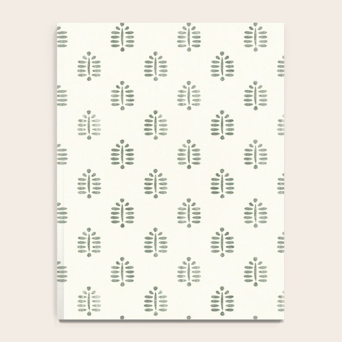 block print palm in sage on cream Notebook Gallery Image 4