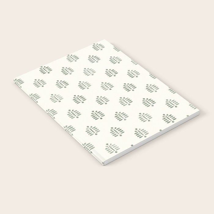 block print palm in sage on cream Notebook Gallery Image 2