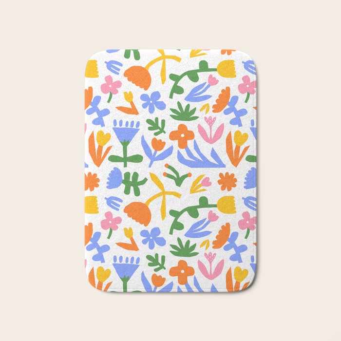 Colorful abstract flower art pattern Bath Mat Gallery Image 1