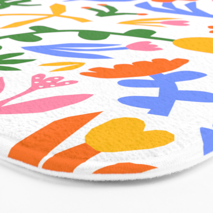 Colorful abstract flower art pattern Bath Mat Gallery Image 3