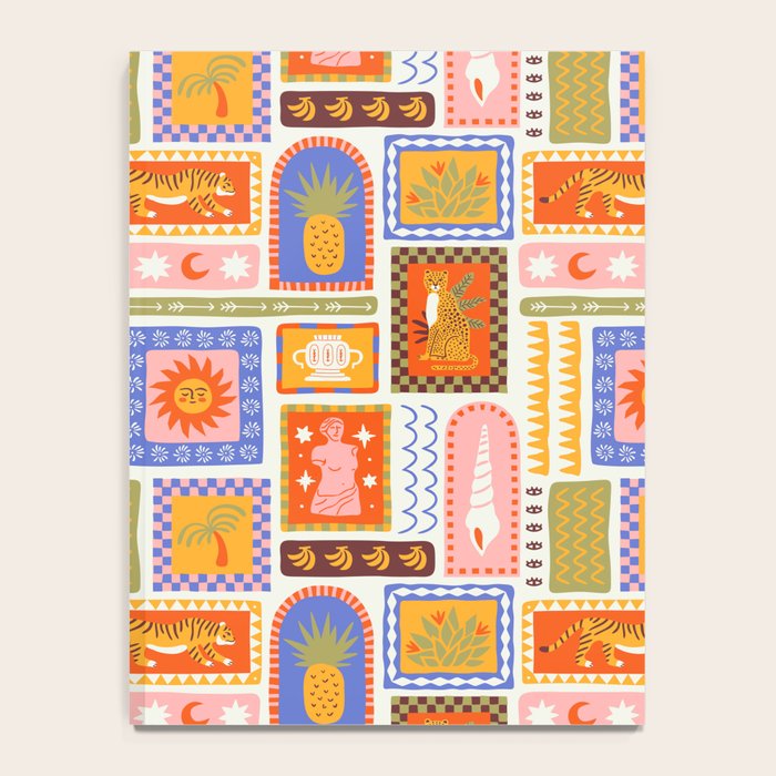 Vintage tropical summer patchwork tapestry pattern Notebook Gallery Image 4