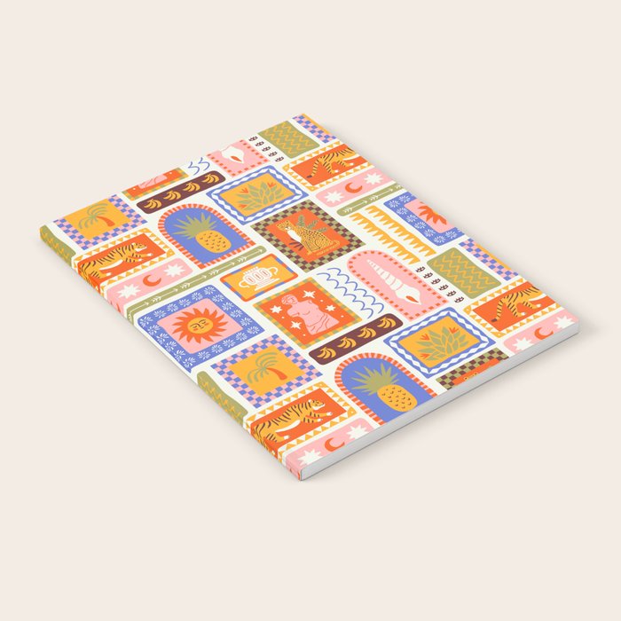 Vintage tropical summer patchwork tapestry pattern Notebook Gallery Image 2