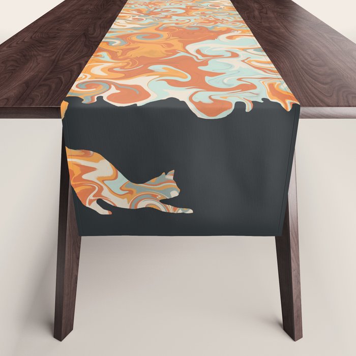 Rainbow cat 4 yoga meow Table Runner Gallery Image 1