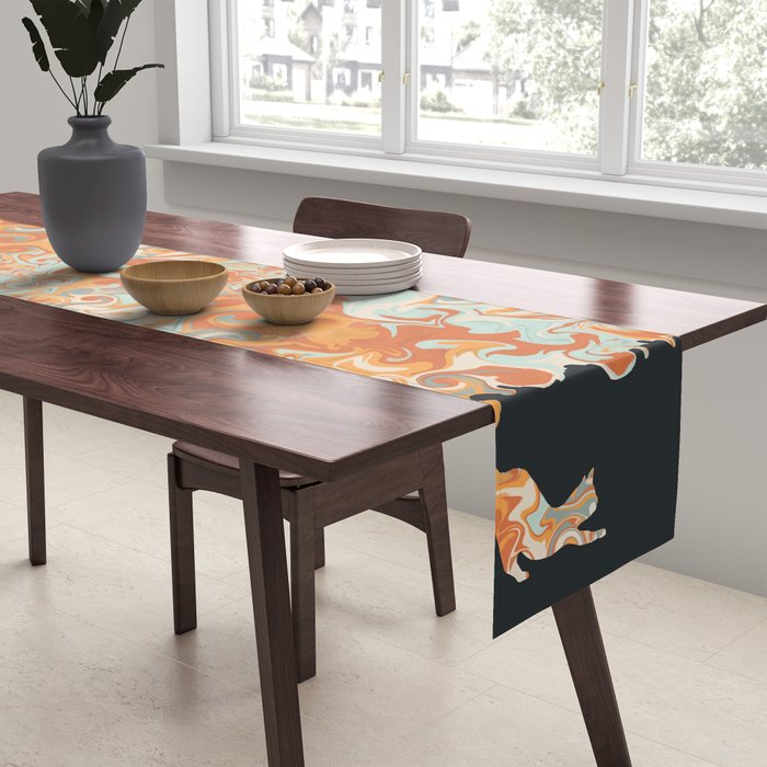Rainbow cat 4 yoga meow Table Runner Gallery Image 2