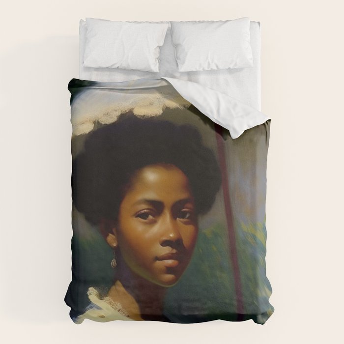 African American Woman with a Parasol still life Impressionism portrait painting Duvet Cover Gallery Image 6