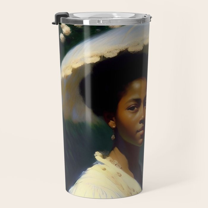 African American Woman with a Parasol still life Impressionism portrait painting Travel Mug Gallery Image 3