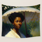 African American Woman with a Parasol still life Impressionism portrait painting Wall Tapestry Gallery Image 4