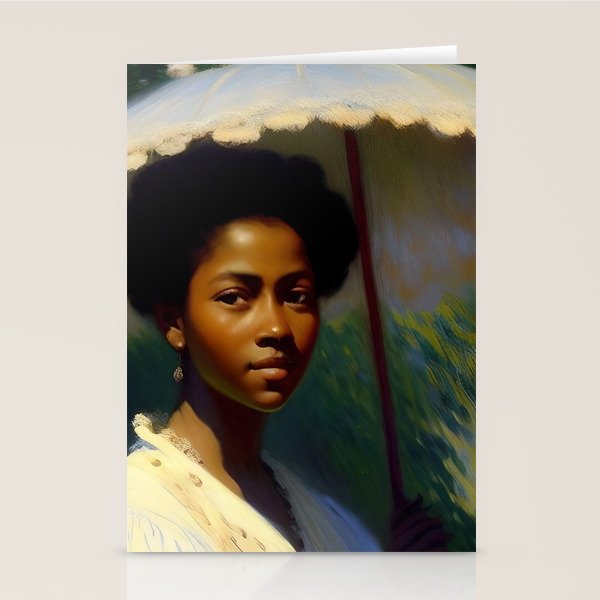 African American Woman with a Parasol still life Impressionism portrait painting Stationery Card Gallery Image 1