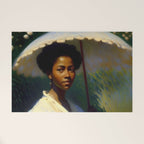 African American Woman with a Parasol still life Impressionism portrait painting Welcome Mat Gallery Image 1