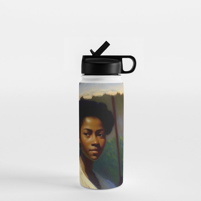 African American Woman with a Parasol still life Impressionism portrait painting Water Bottle Gallery Image 1