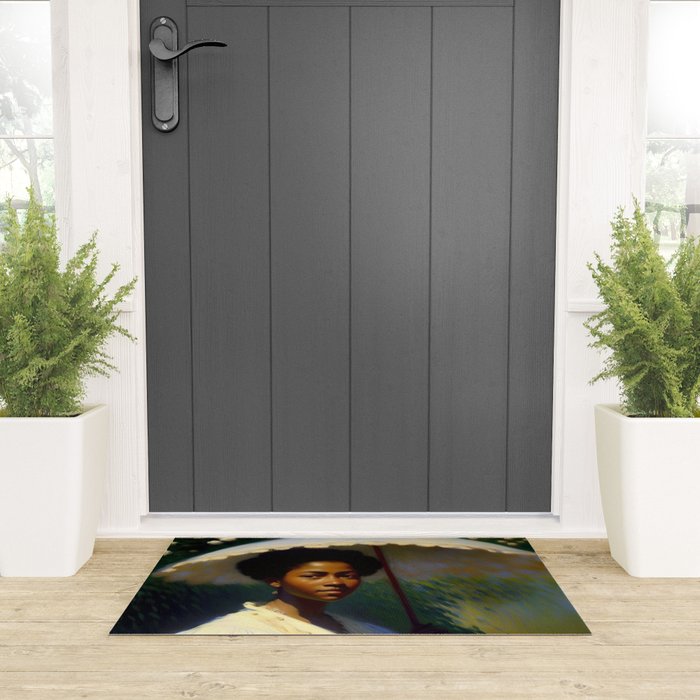 African American Woman with a Parasol still life Impressionism portrait painting Welcome Mat Gallery Image 3