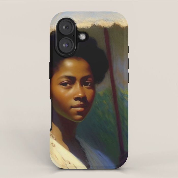 African American Woman with a Parasol still life Impressionism portrait painting iPhone Case Gallery Image 1