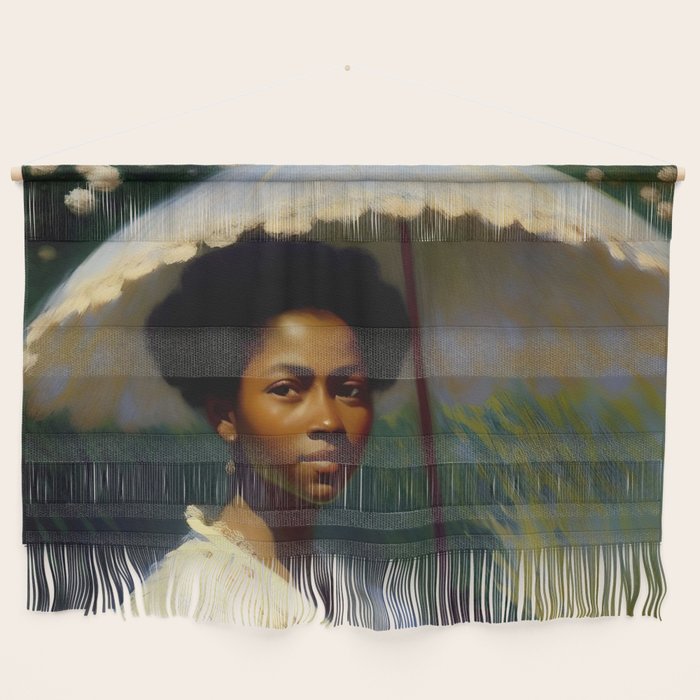 African American Woman with a Parasol still life Impressionism portrait painting Wall Hanging Gallery Image 1